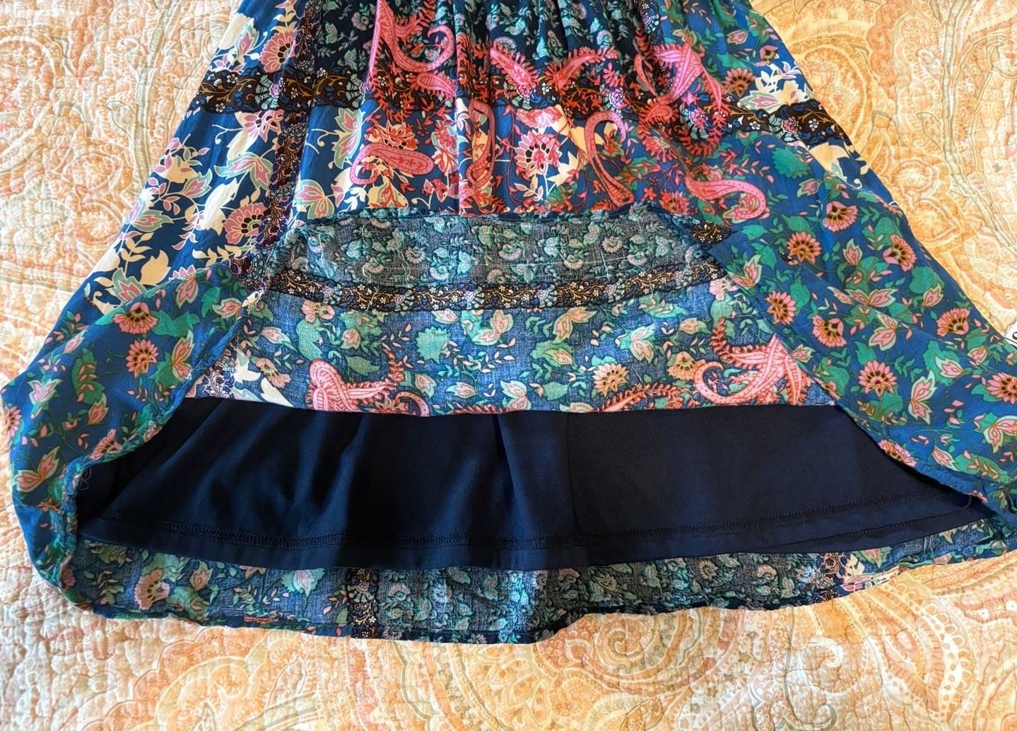 EUC Entro Womens Crochet Knit Top & Floral Paisley Print Skirt Dress, small 5