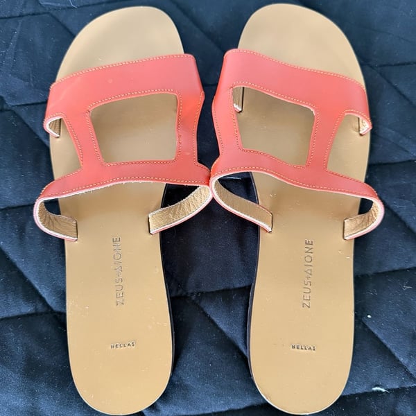 Zeus+Δione Hellas Leather H-Cutout Slide Sandals