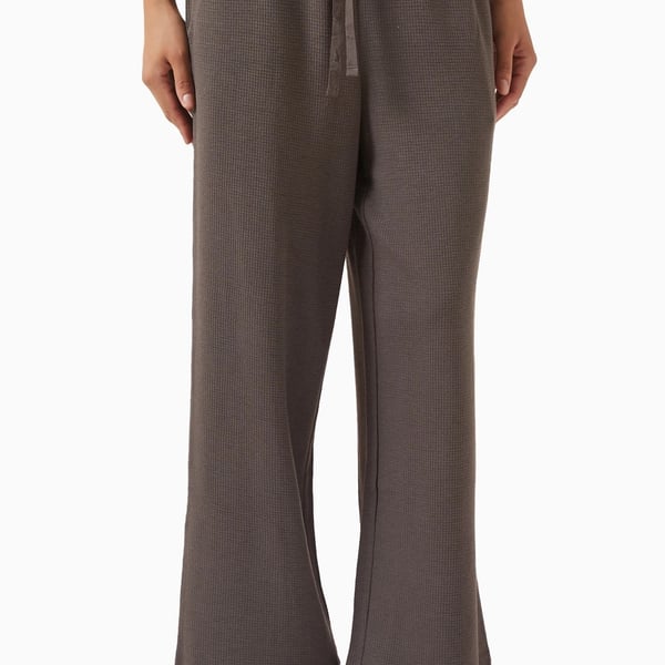 Eileen Fisher Organic Cotton Waffle Knit Wide-Leg Drawstring Pants