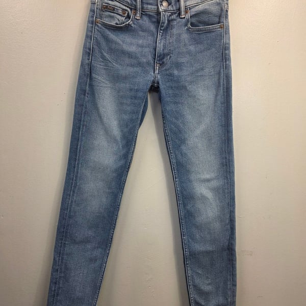 Polo Ralph Lauren Mid-Wash Denim Skinny Jeans with Raw Hem