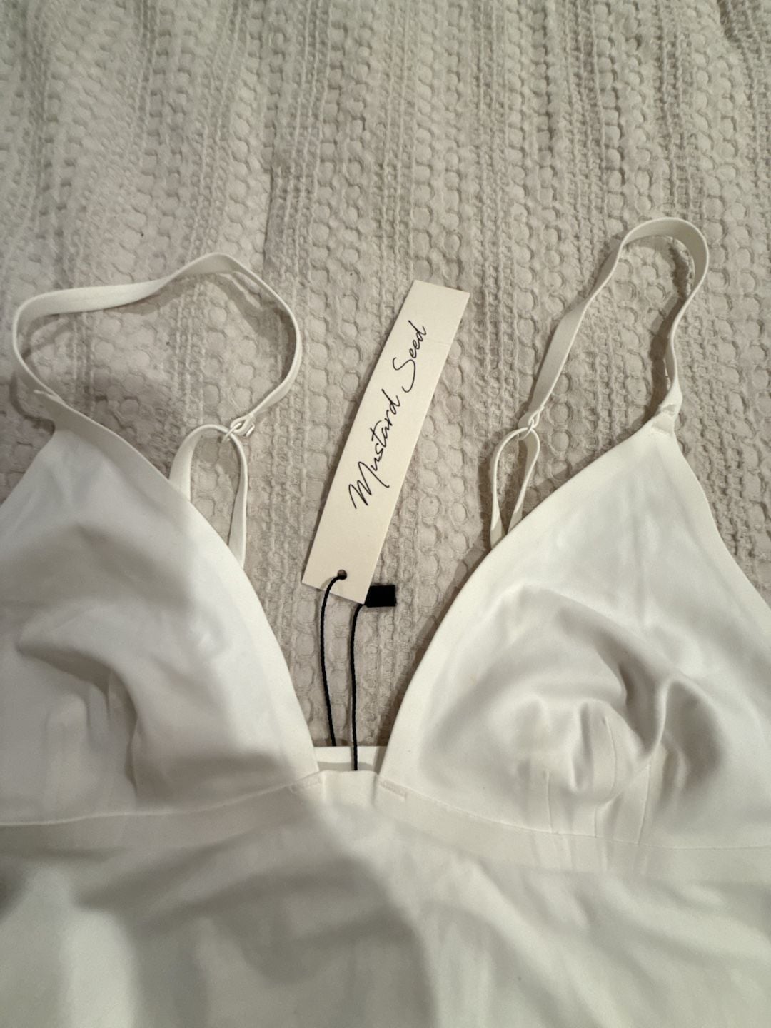 Mustard Seed V-Neck Longline Bralette, White, Size S 2