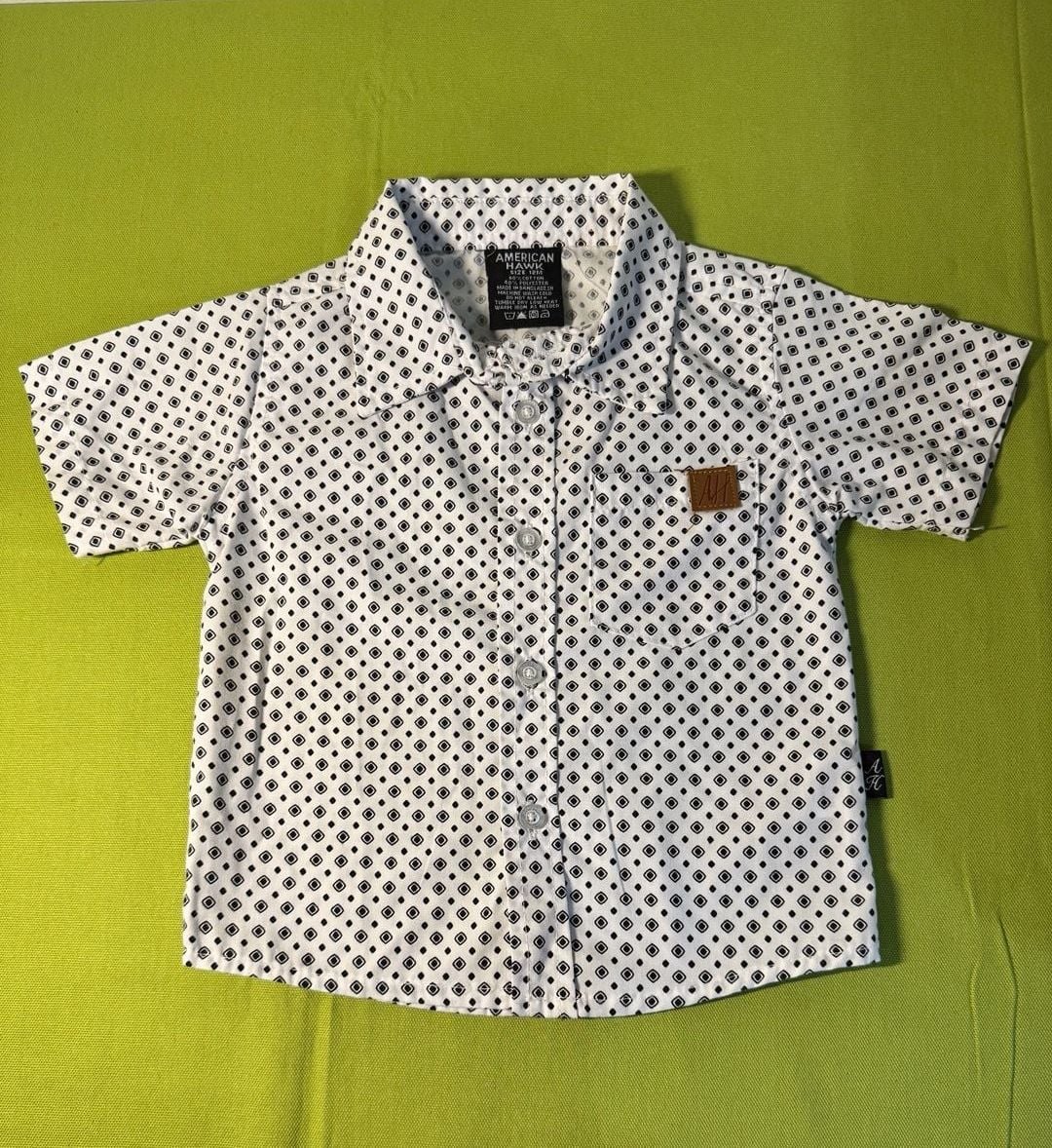 American Hawk Toddler Boy Button-Down Shirt Geometric Pattern Size 12M 2