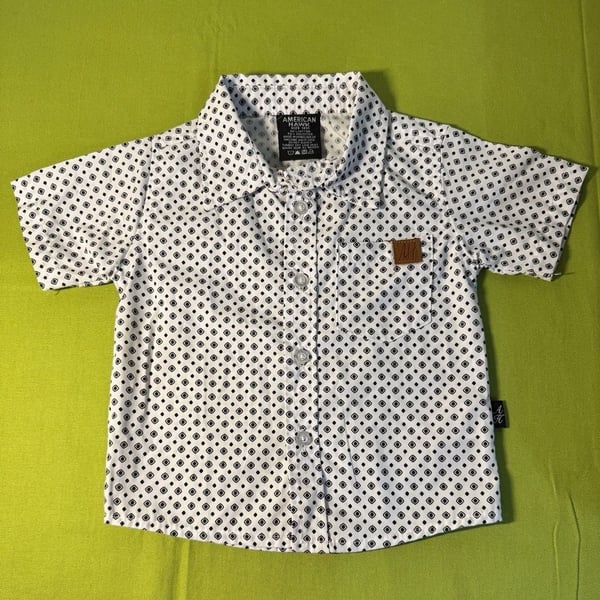 American Hawk Toddler Boy Button-Down Shirt Geometric Pattern Size 12M