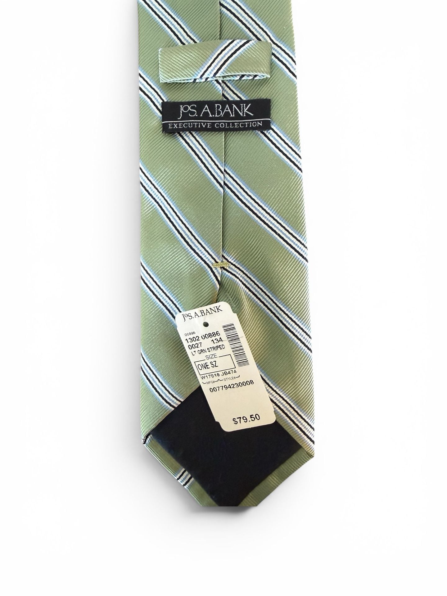 Jos A Bank Executive Collection Silk Tie Light Green Striped NWT 3