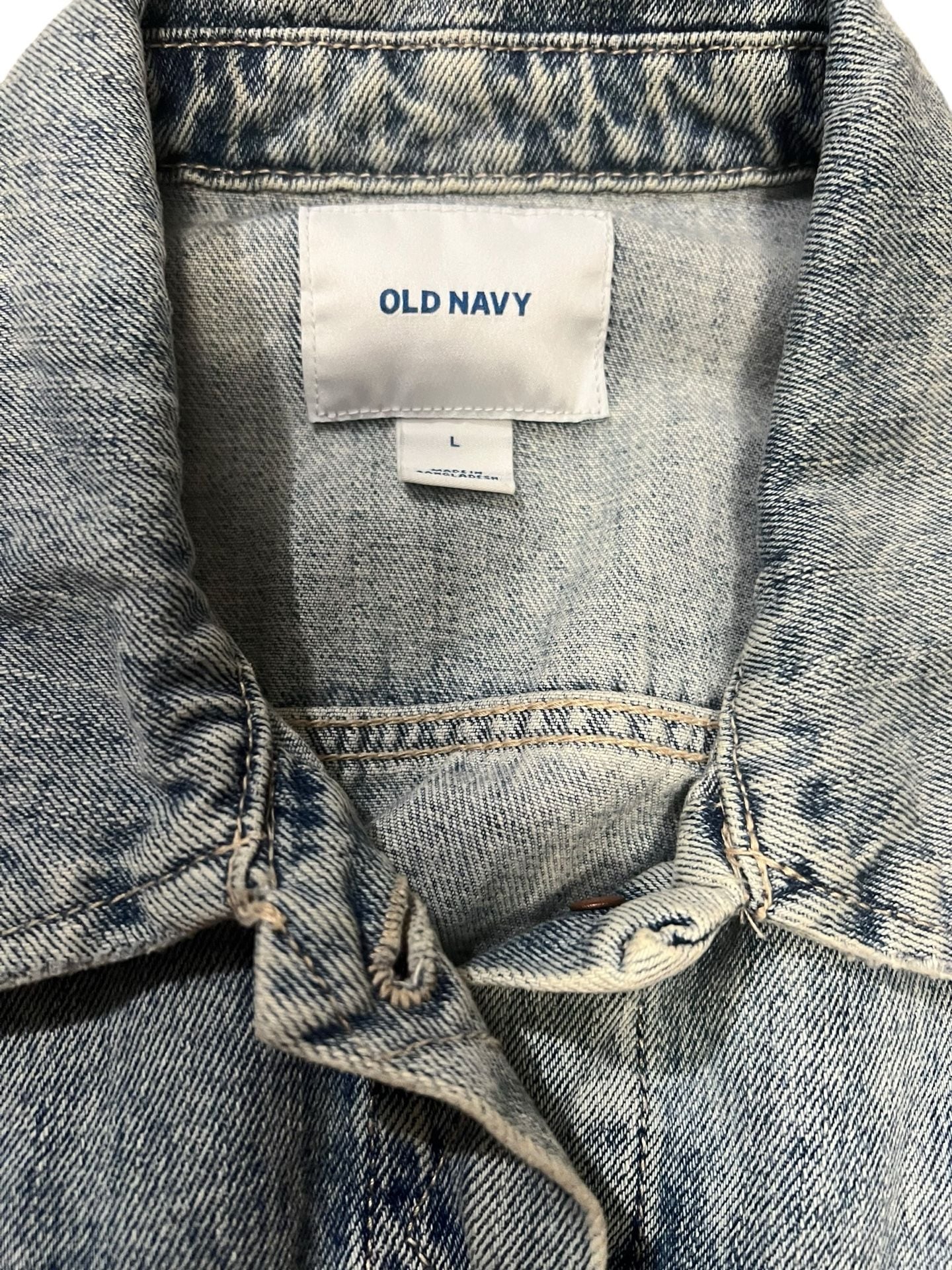 Old Navy Distressed Denim Jacket with Custom Tiny Tim Graphic 2