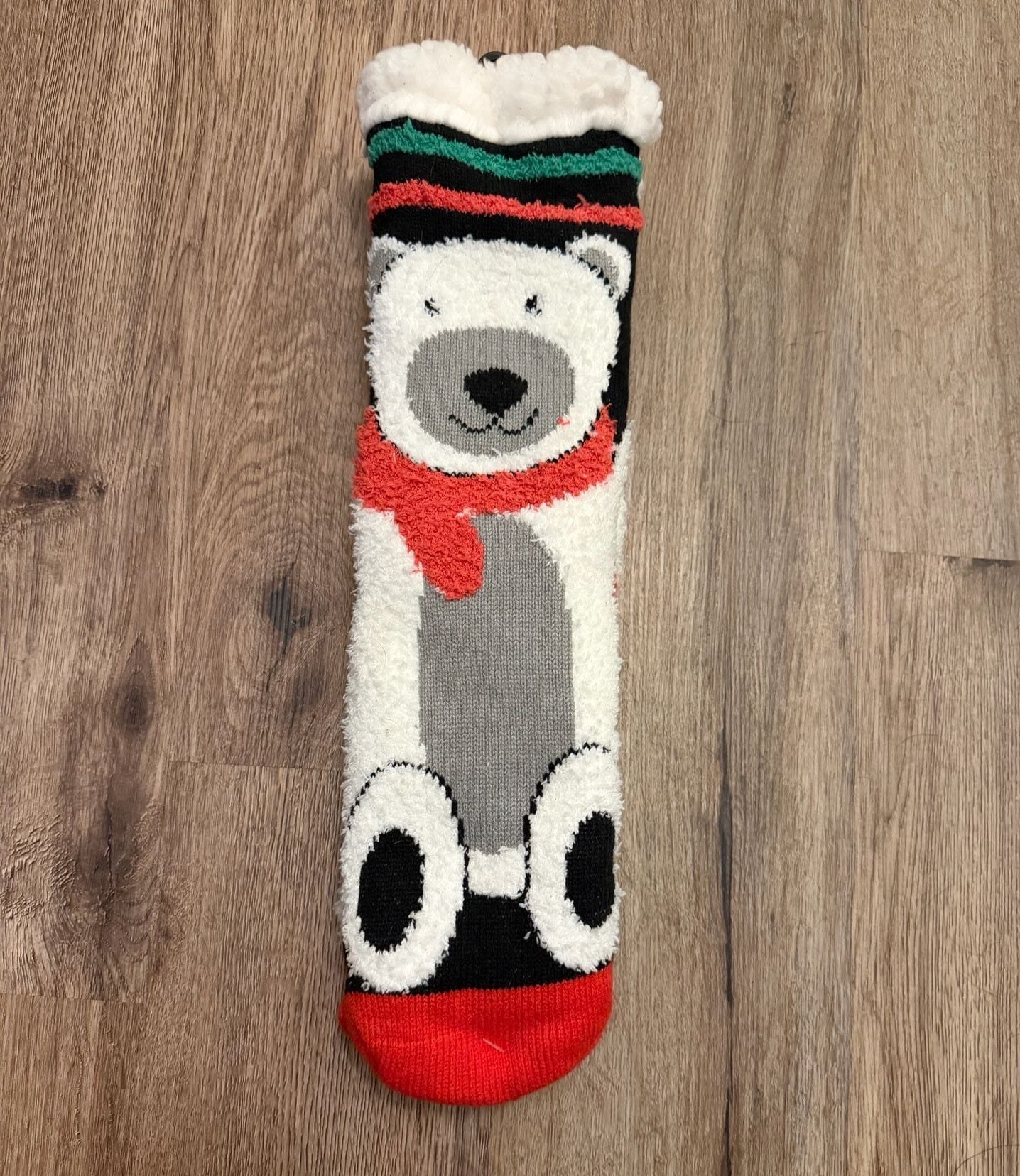 Polar Bear Fuzzy grippy socks 2