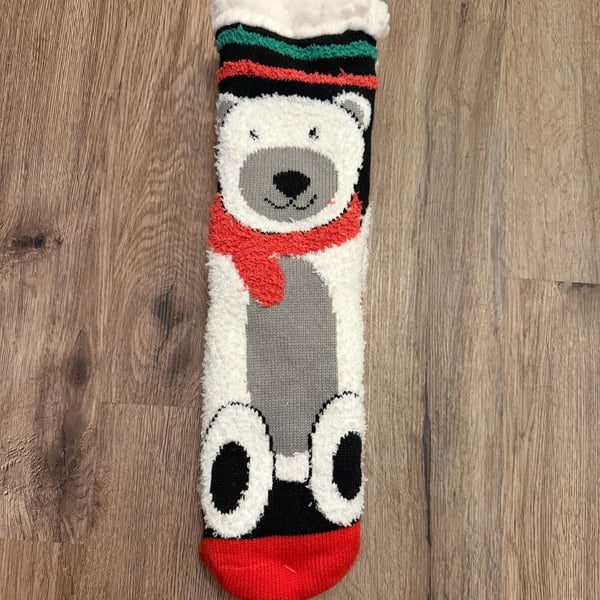Polar Bear Fuzzy grippy socks
