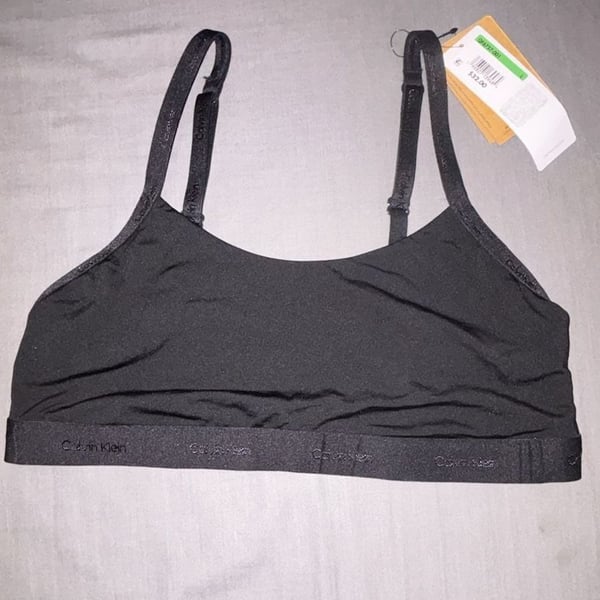 Calvin Klein Unlined Wireless Bralette with Logo Elastic Band