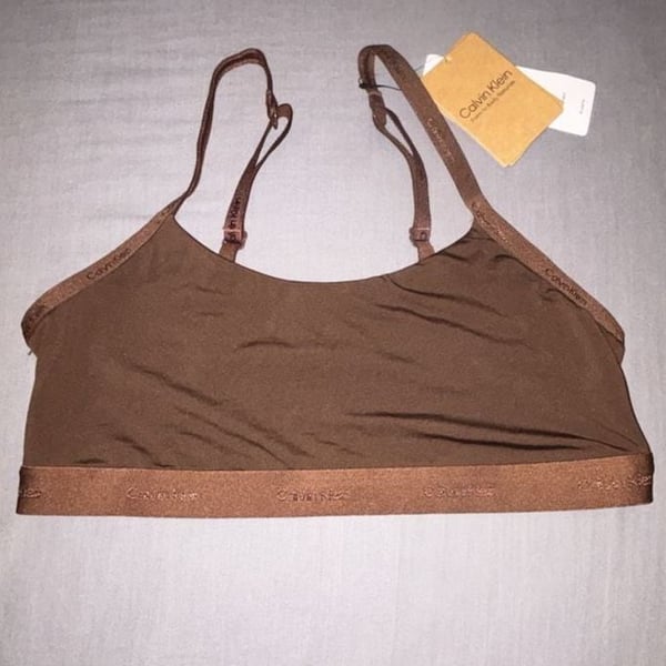 Calvin Klein Unlined Bralette in Brown, Style QF6757