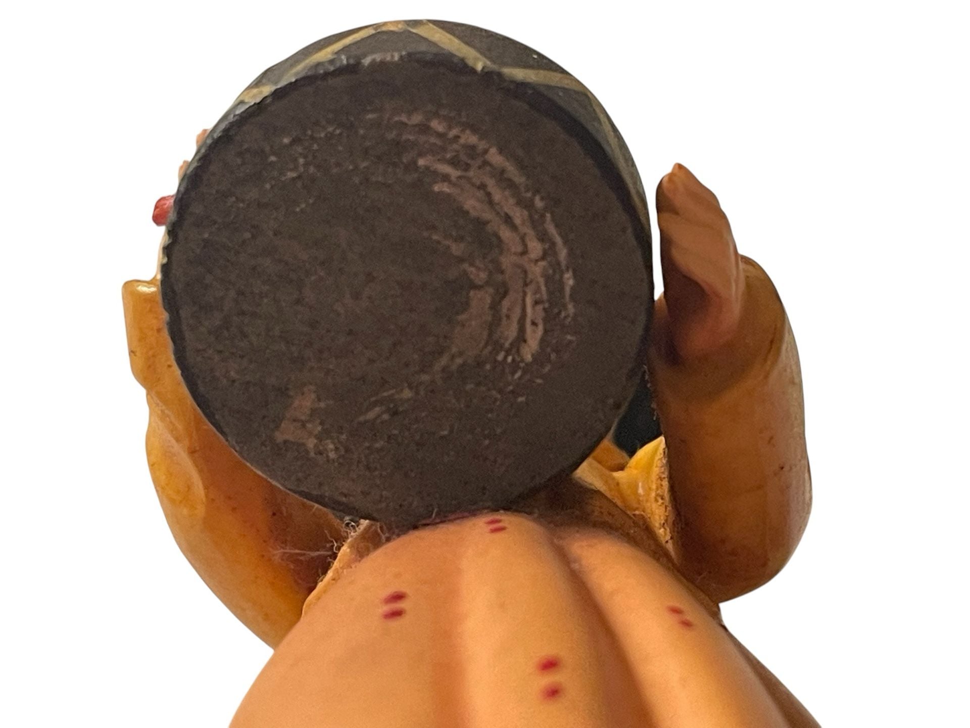 Vintage ANRI Hand-Carved Wood Figurine of a Girl Playing a Drum 7