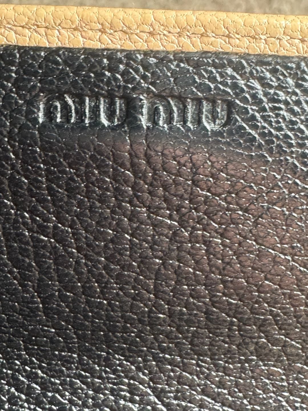 Miu Miu Madras Bicolore Continental Wallet Black Beige Leather Gold Logo 9