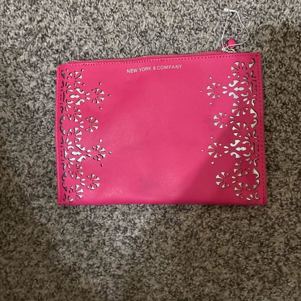 New York & Company Laser-Cut Wristlet Pouch in Hot Pink