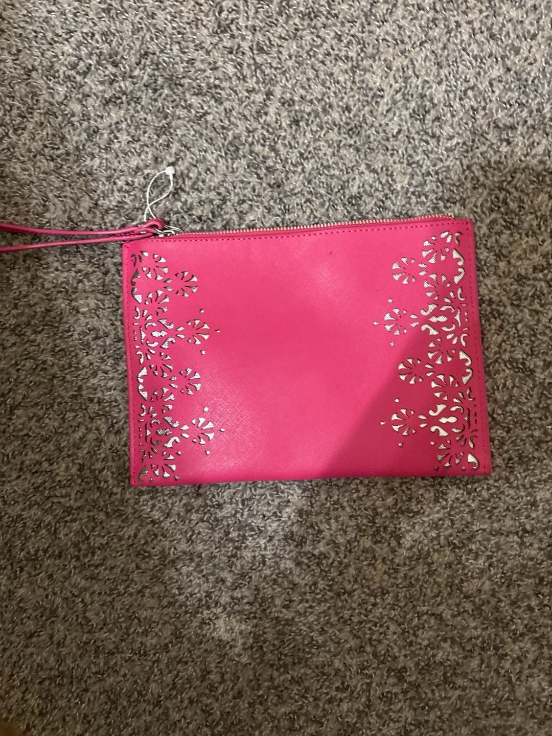 New York & Company Laser-Cut Wristlet Pouch in Hot Pink 3