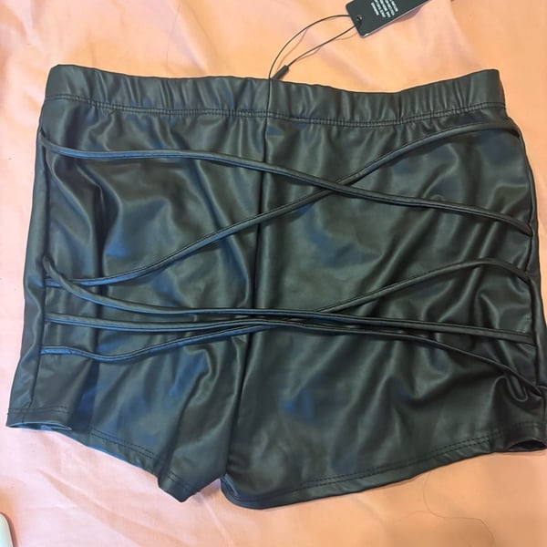 Fashion Nova 'His Desire' Faux Leather Ruched Booty Shorts