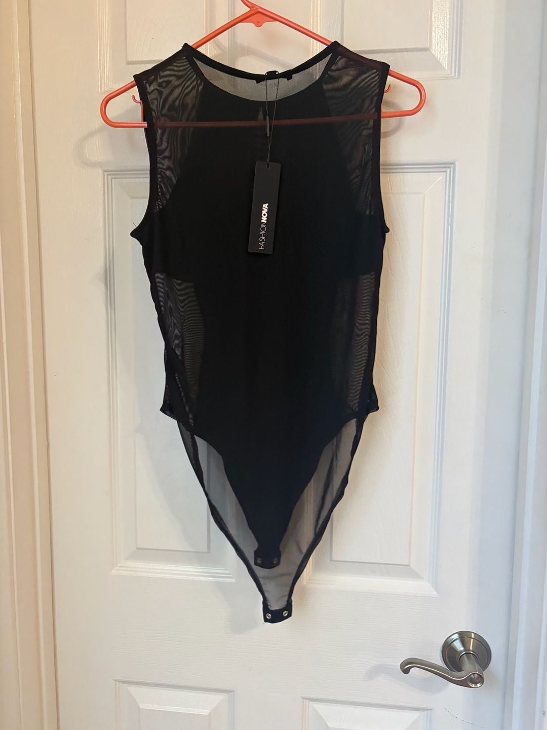 Fashion Nova Black Sleeveless Power Mesh Bodysuit 1