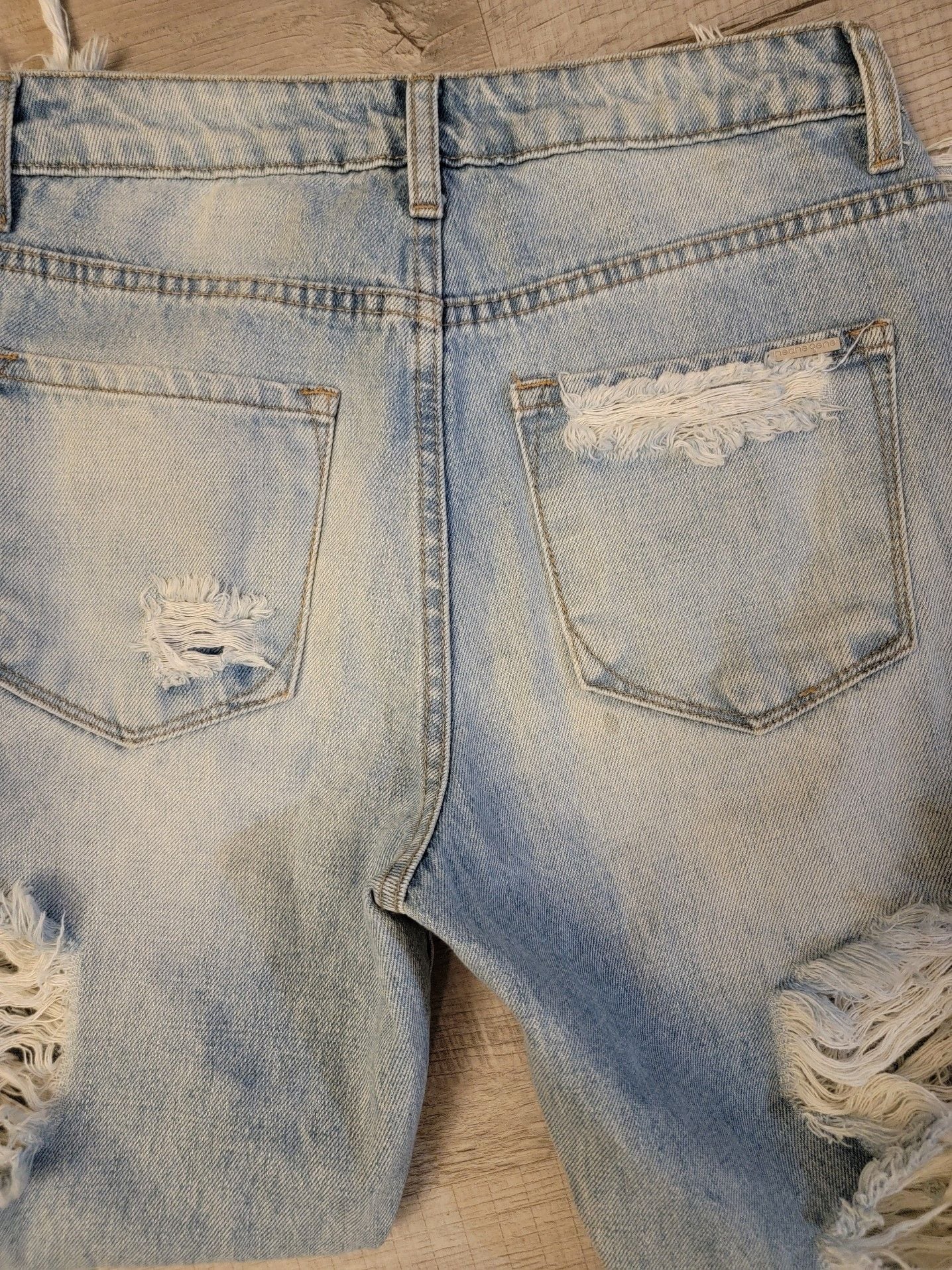 Insane Gene Light Wash Distressed Raw Hem Straight Leg Jeans 6