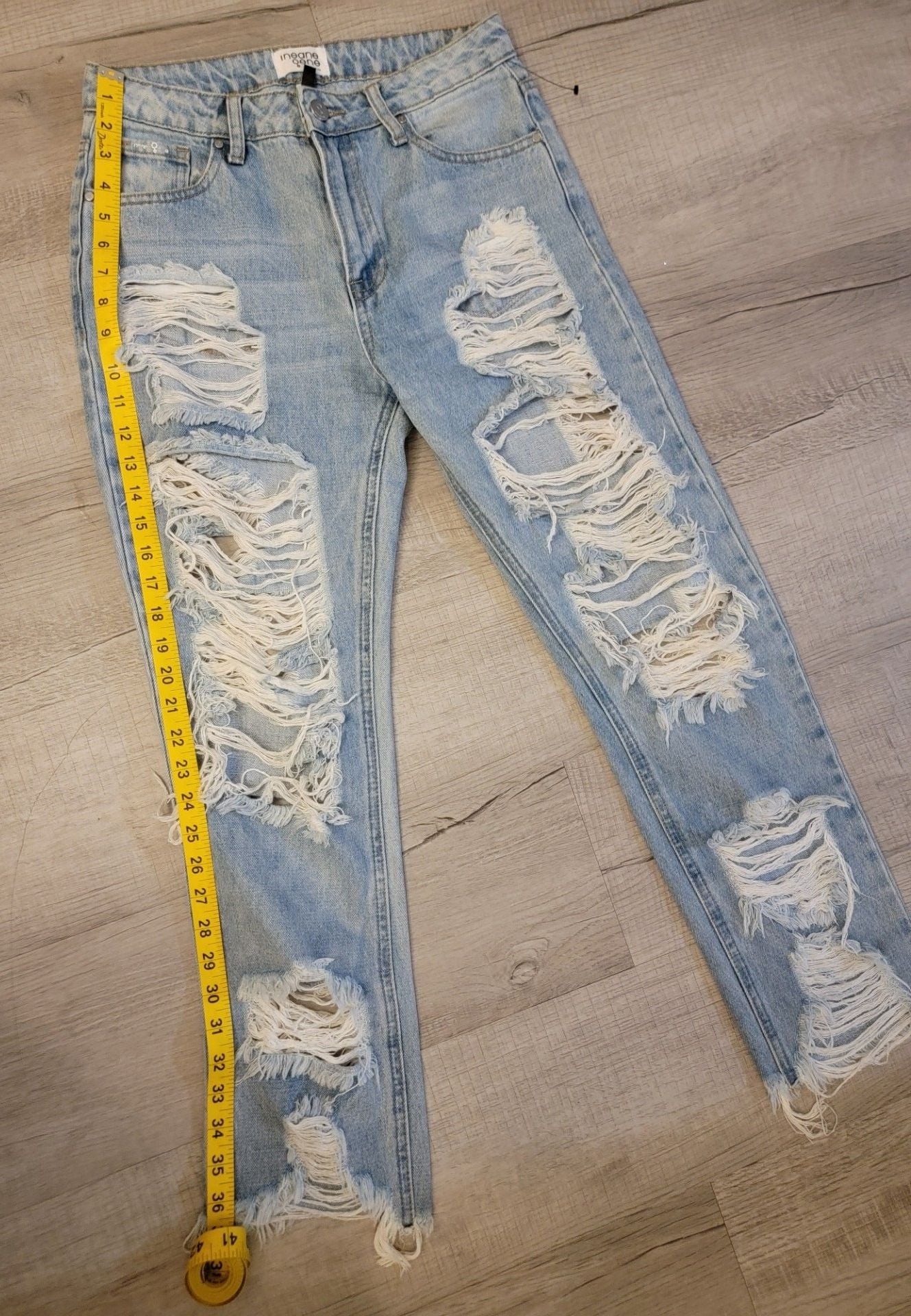 Insane Gene Light Wash Distressed Raw Hem Straight Leg Jeans 3