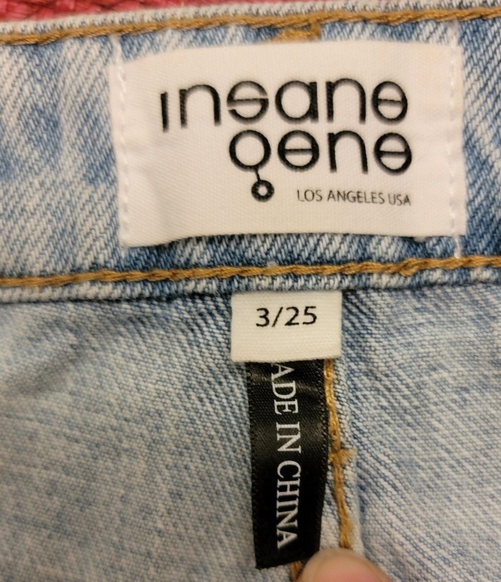 Insane Gene Light Wash Distressed Raw Hem Straight Leg Jeans 10