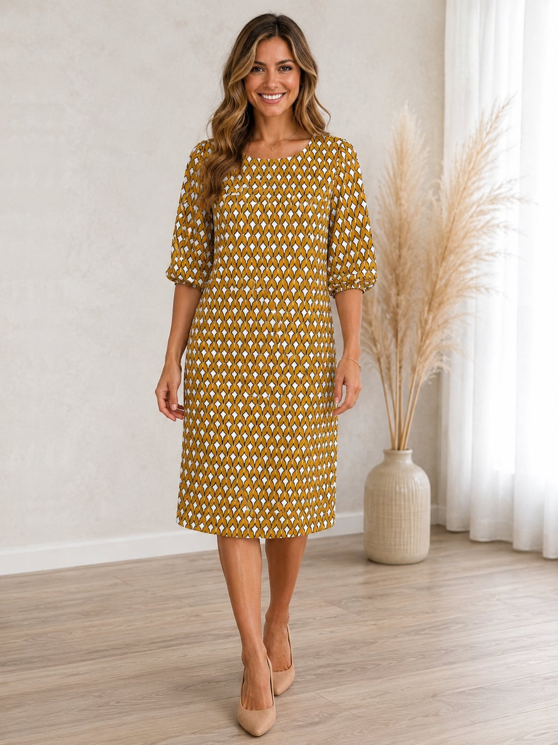 Sweet Salt Geometric Print Shift Dress with Pockets Lantern Sleeves Size 12 NWT 2