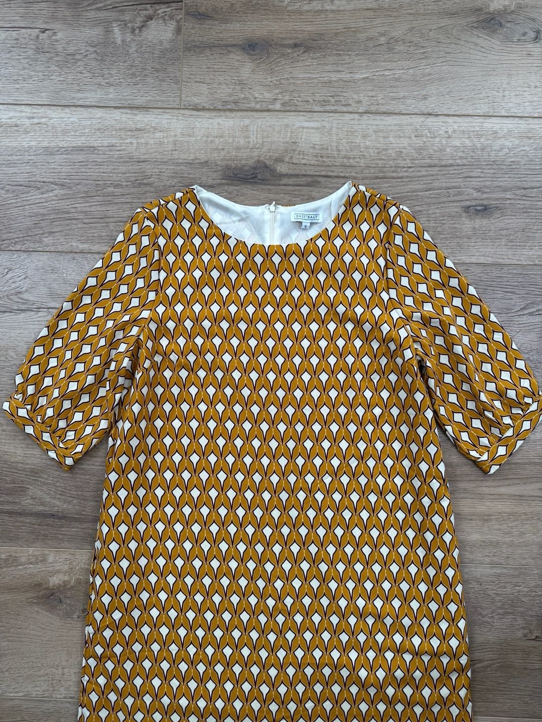 Sweet Salt Geometric Print Shift Dress with Pockets Lantern Sleeves Size 12 NWT 4