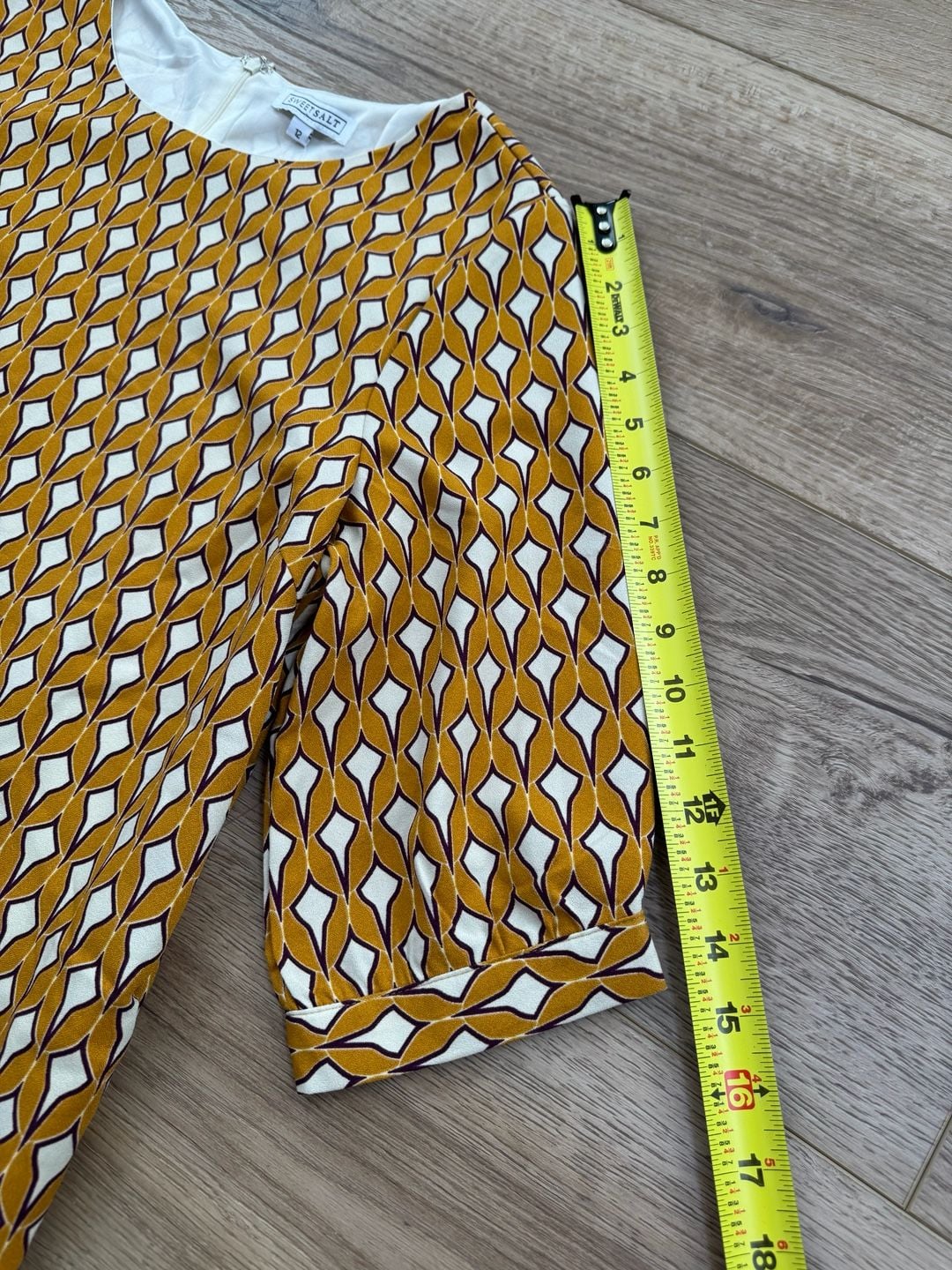 Sweet Salt Geometric Print Shift Dress with Pockets Lantern Sleeves Size 12 NWT 6