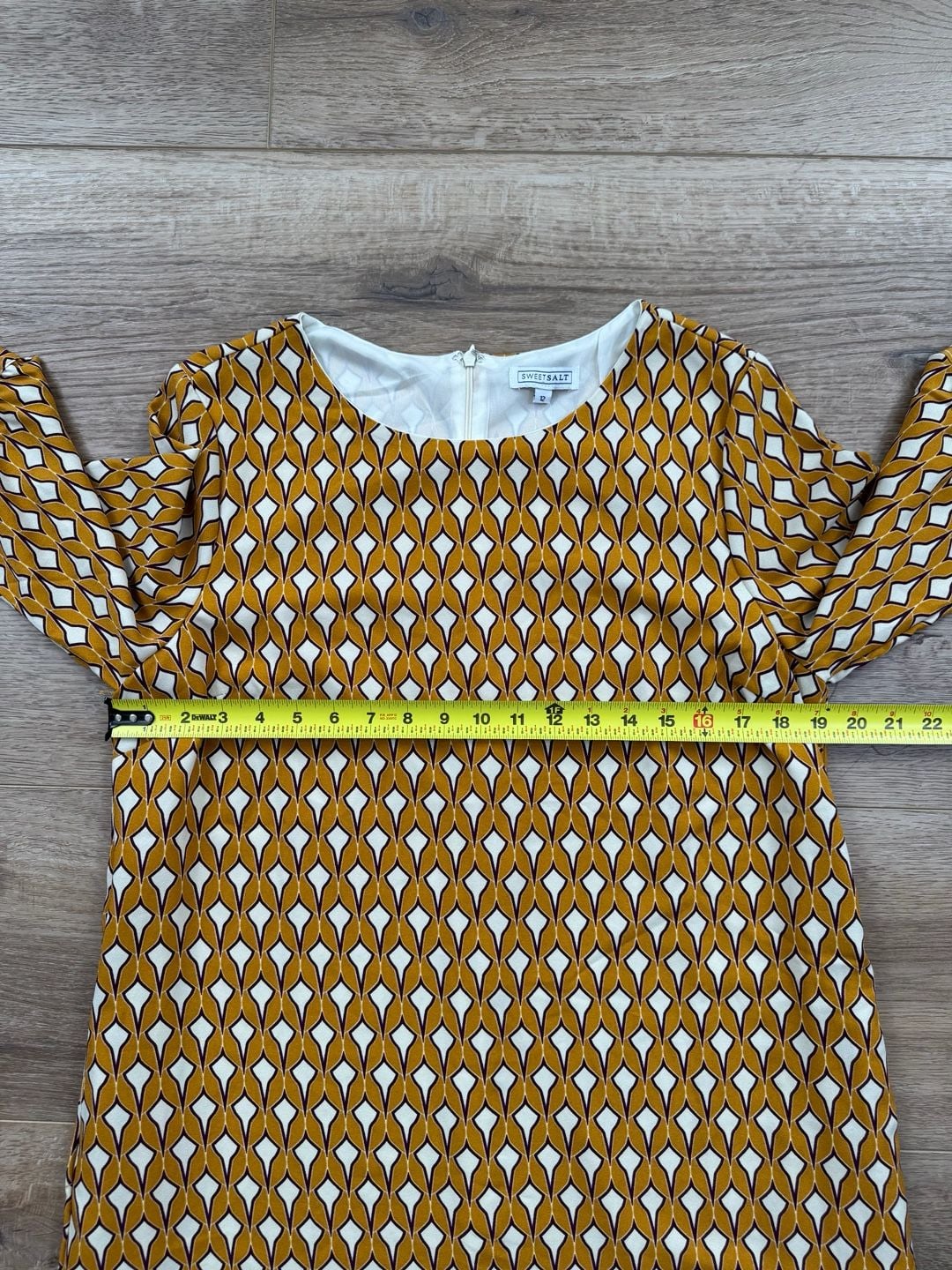 Sweet Salt Geometric Print Shift Dress with Pockets Lantern Sleeves Size 12 NWT 7
