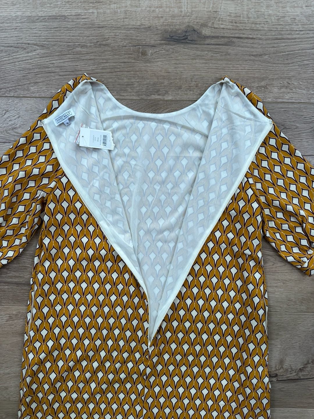 Sweet Salt Geometric Print Shift Dress with Pockets Lantern Sleeves Size 12 NWT 16