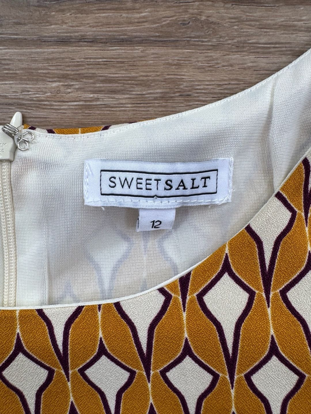 Sweet Salt Geometric Print Shift Dress with Pockets Lantern Sleeves Size 12 NWT 17