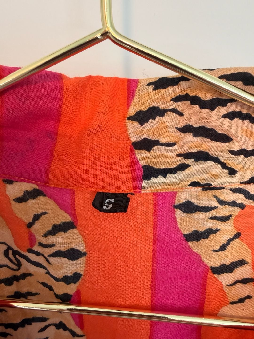 Cotton Long Pajama Set in Tibetan Tiger Pink & Orange 8