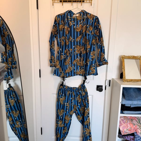 Cute Fun Tiger Print Cotton PJs 2-Piece Pajama Set
