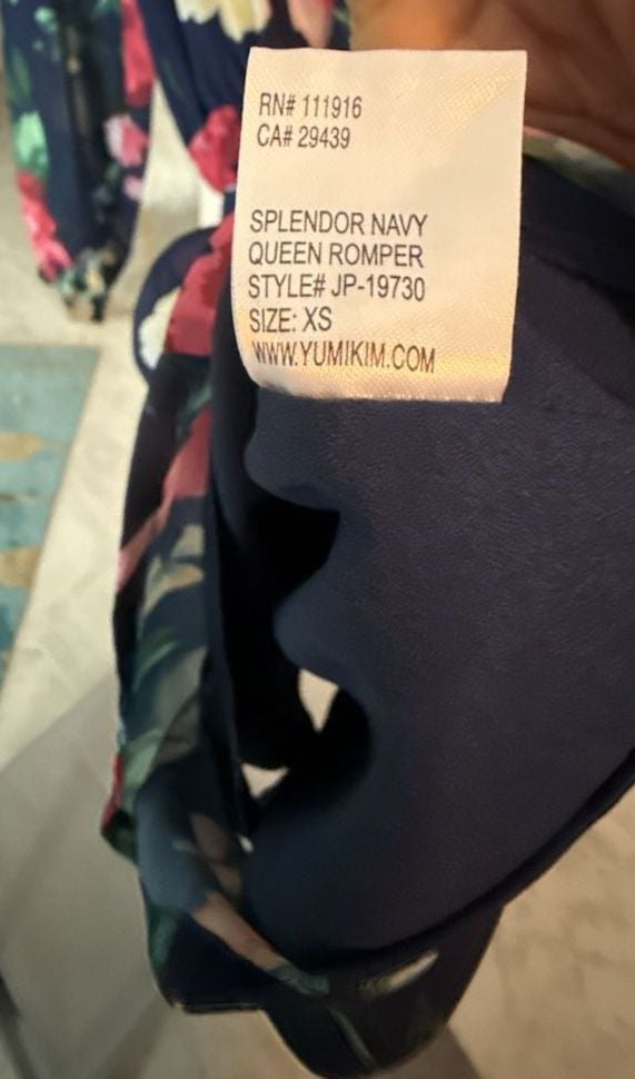 Yumi Kim Splendor Navy Queen Romper Floral Long Sleeve XS 7