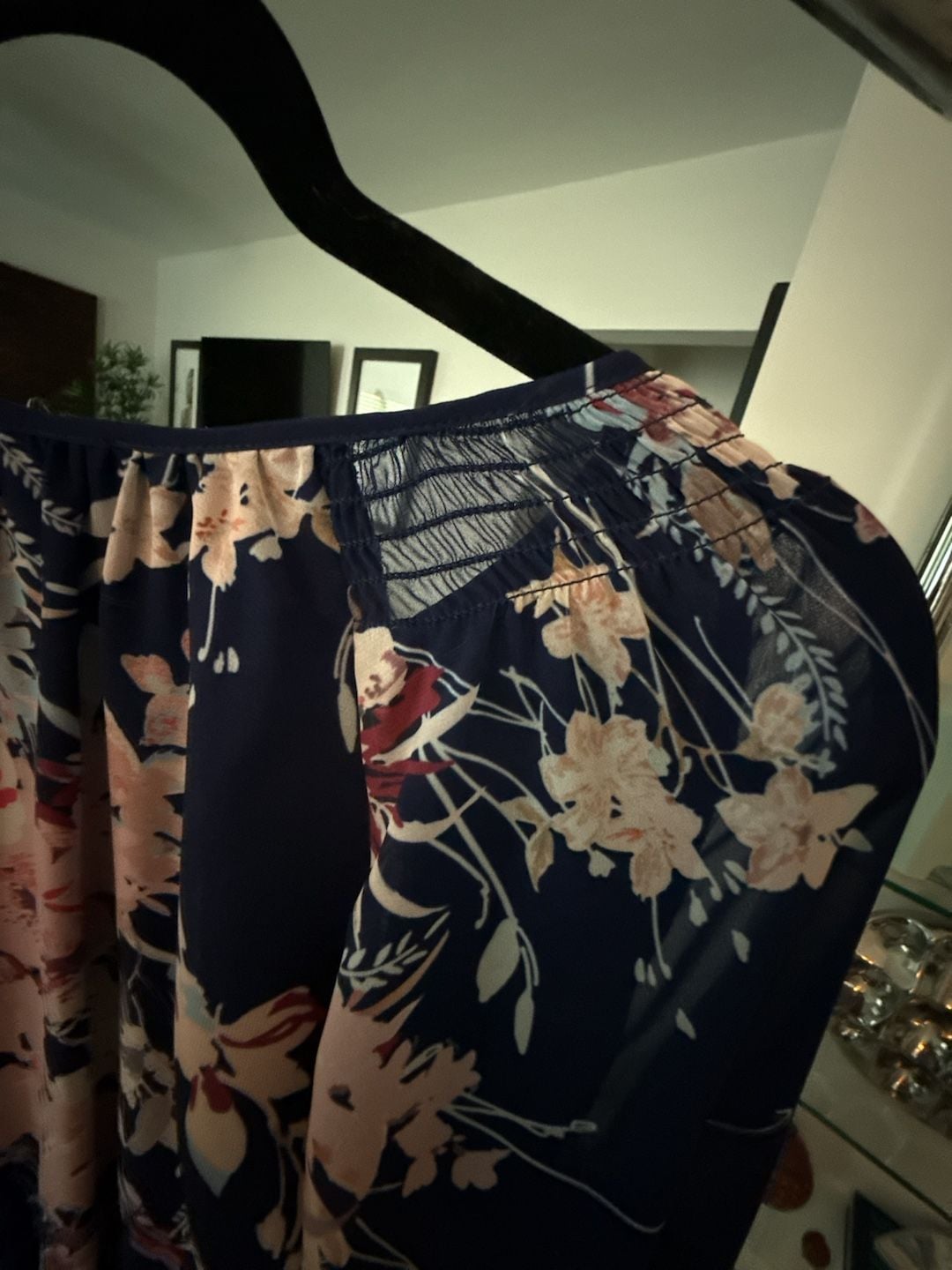 Yumi Kim Stefee Floral Mini Dress with 3/4 Sheer Tie-Sleeve, Ruffle Hem and Smocked Waist XS 8