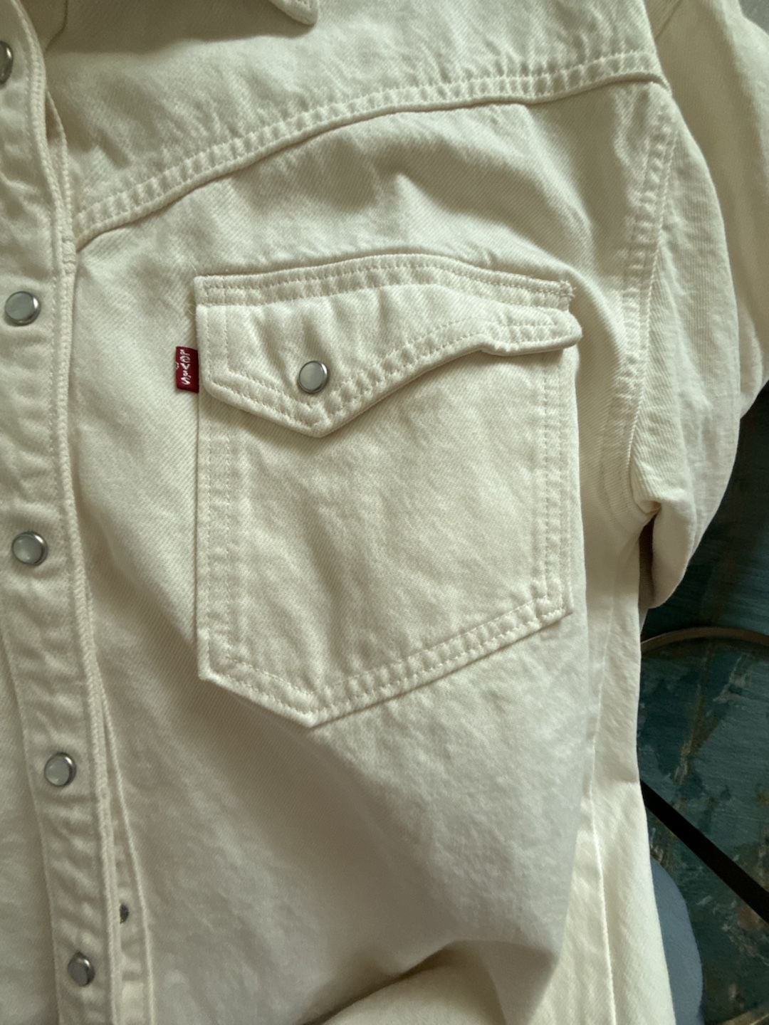 Levi's Women's Dorsey Western Shirt in Off-White XS oversized NWOT 4