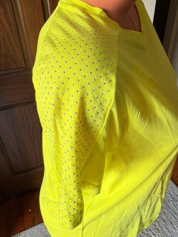 DKNY Women's Neon Yellow Short Sleeve Crewneck T-Shirt 8