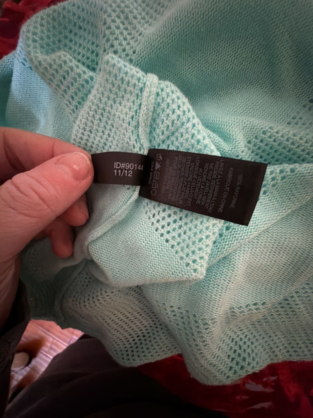 Express Women's Mint Green V-Neck Open Knit Striped Pullover Sweater 5