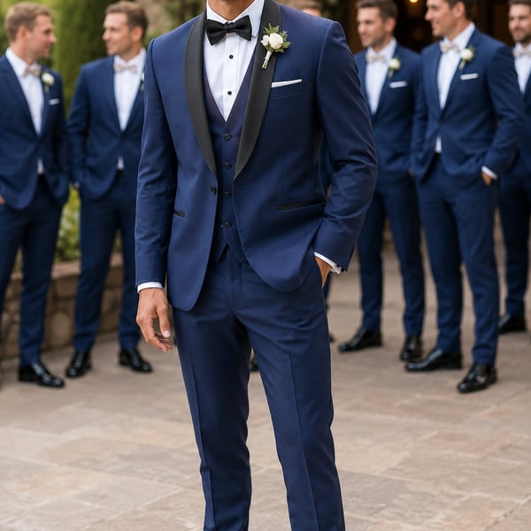 Mens 3-Piece Slim Fit Shawl Lapel Tuxedo Suit Set