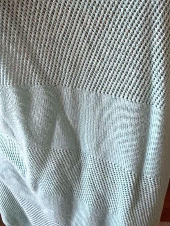 Express Women's Mint Green V-Neck Open Knit Striped Pullover Sweater 6