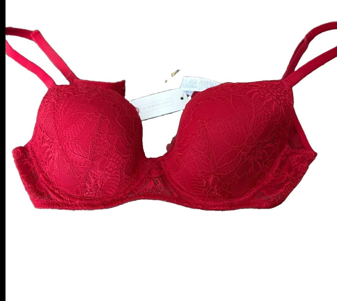 Intimissimi Irina Lace Push-Up Bra in Red, Size 36B 1