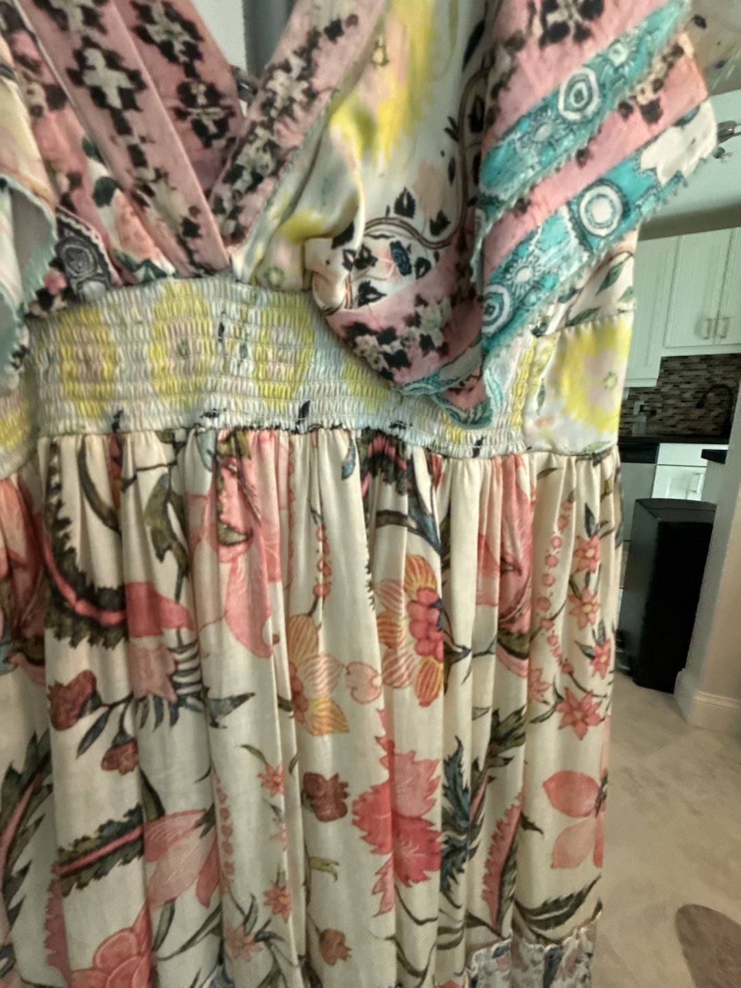 Hemant & Nandita Sakura Floral Print Viscose Midi Dress Size S 7