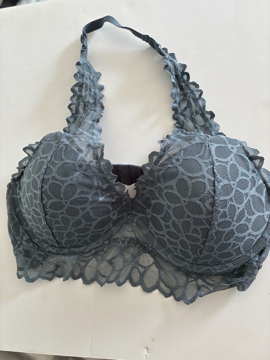 Victoria's Secret PINK Lace Halter Bralette in Slate Blue 1