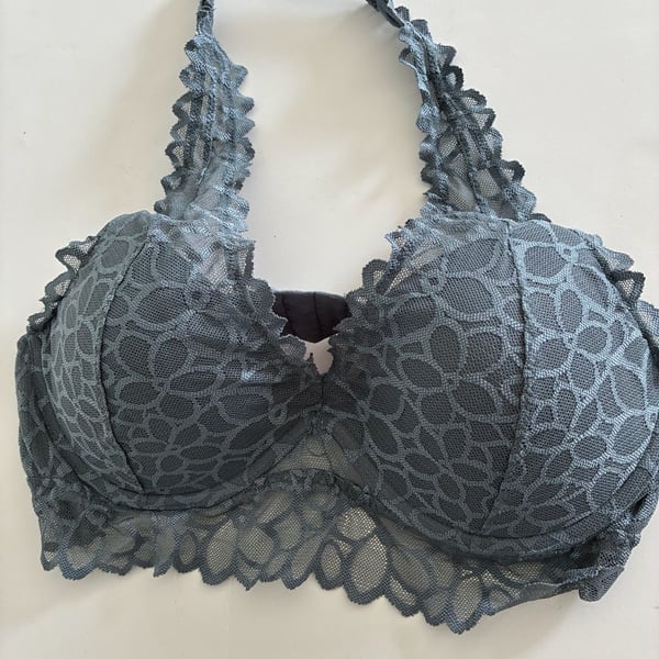 Victoria's Secret PINK Lace Halter Bralette in Slate Blue