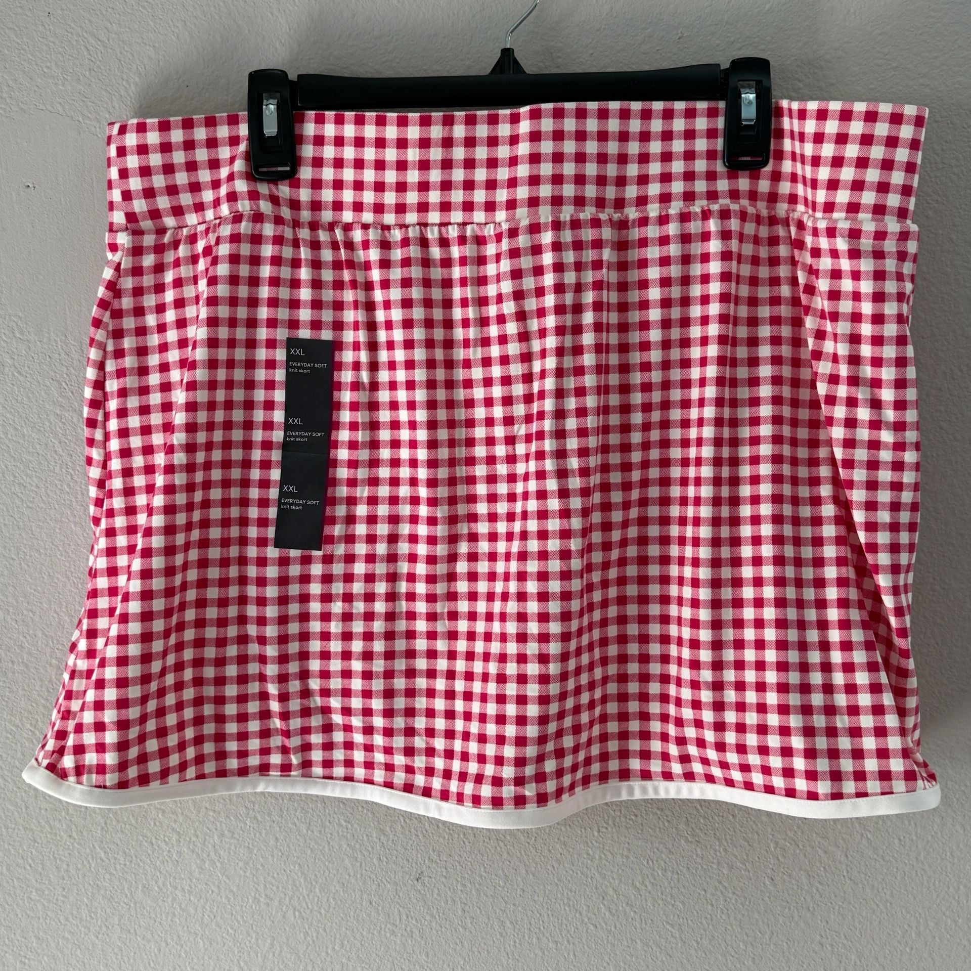 All in Motion Everyday Soft Red and White Gingham Print Athletic Skort 3
