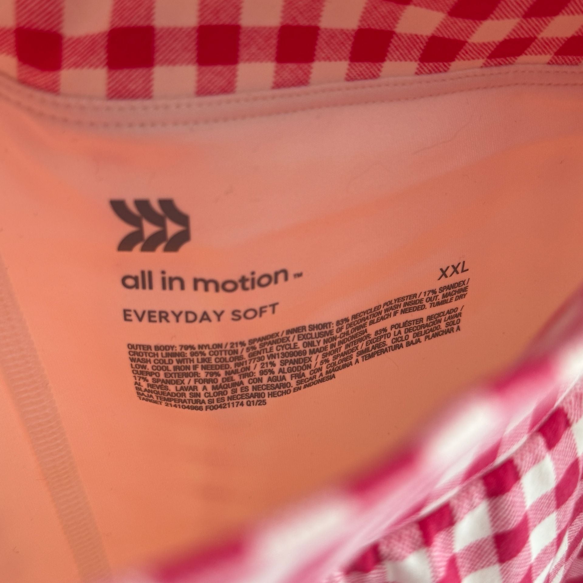 All in Motion Everyday Soft Red and White Gingham Print Athletic Skort 5