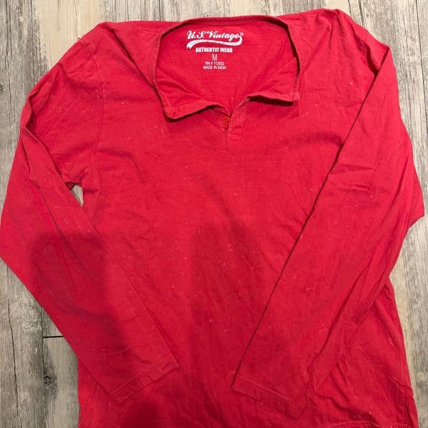 U.S. Vintage Authentic Wear Men's Red Long Sleeve Button Placket Shirt