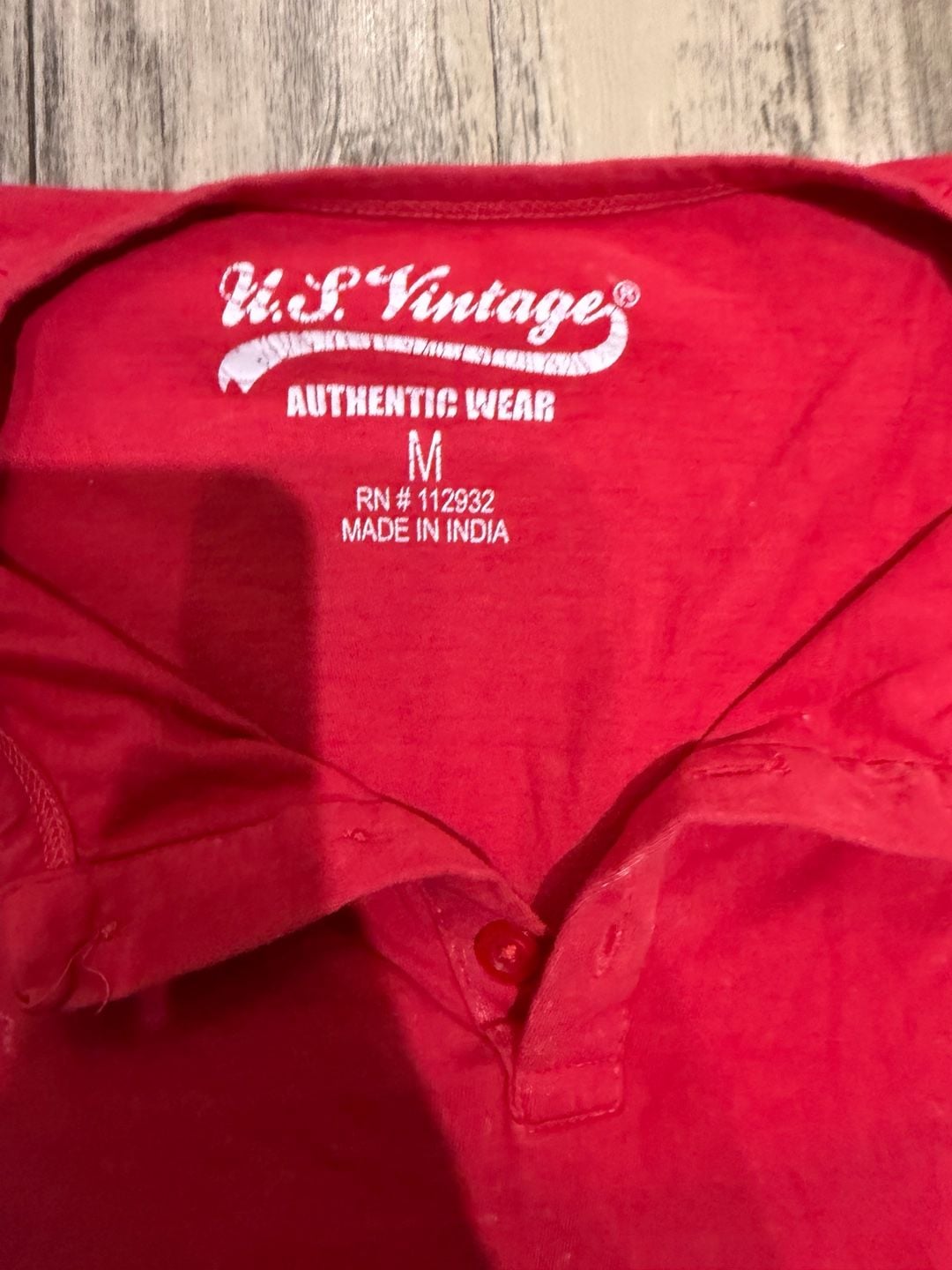 U.S. Vintage Authentic Wear Men's Red Long Sleeve Button Placket Shirt 2