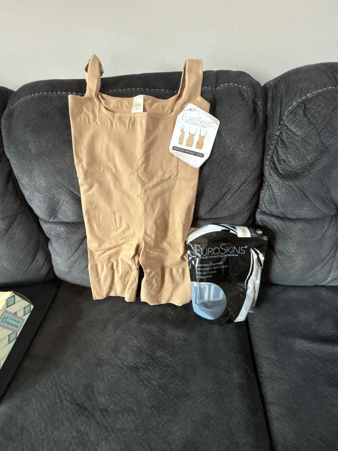 EuroSkins Seamless Open Bust Boxer Shapewear Bodysuit Nude Size Large 1