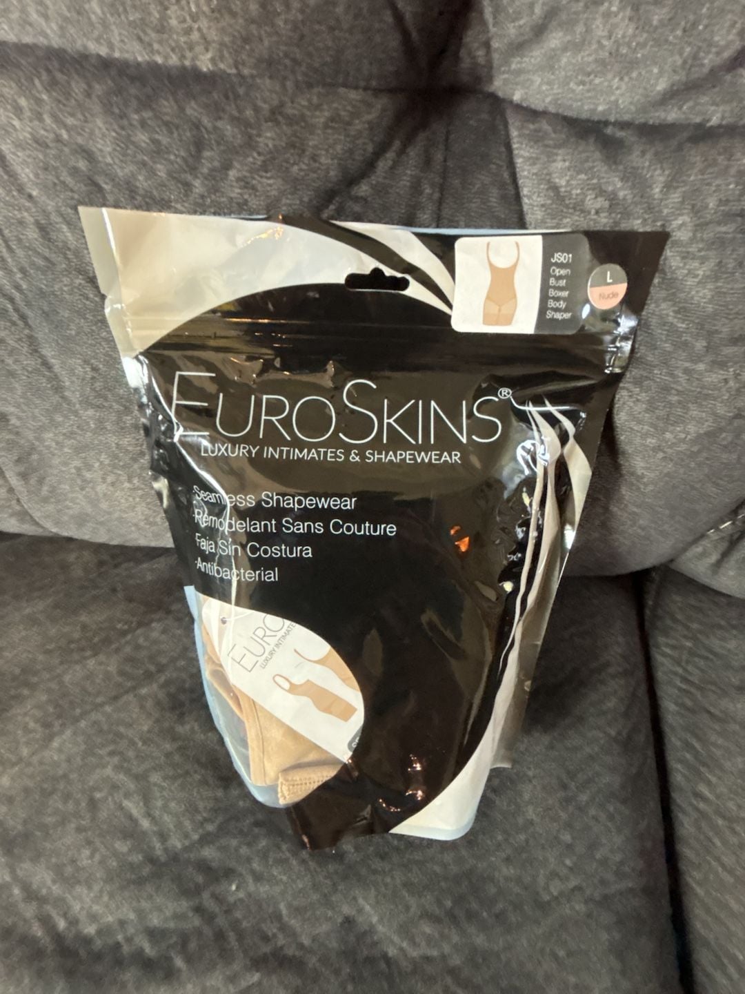 EuroSkins Seamless Open Bust Boxer Shapewear Bodysuit Nude Size Large 7