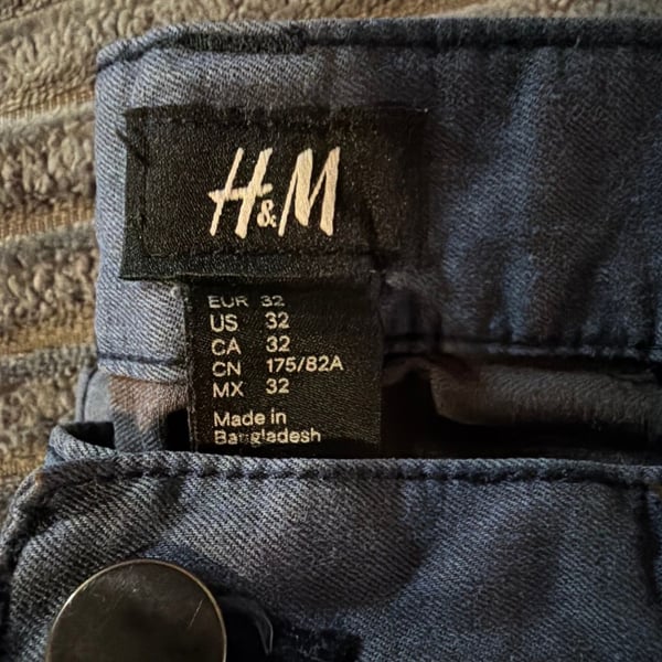 H&M Slim Fit Pants Black. Button Fly. Worn. Faded. Size 33