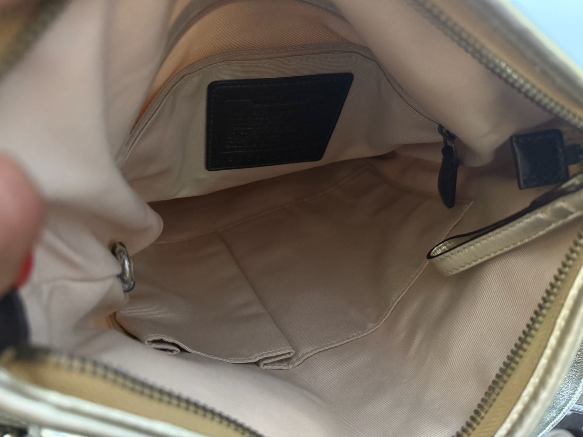 Coach Signature 3574 Hobo Shoulder Bag in Cream Canvas and Metallic Gold Leather 9