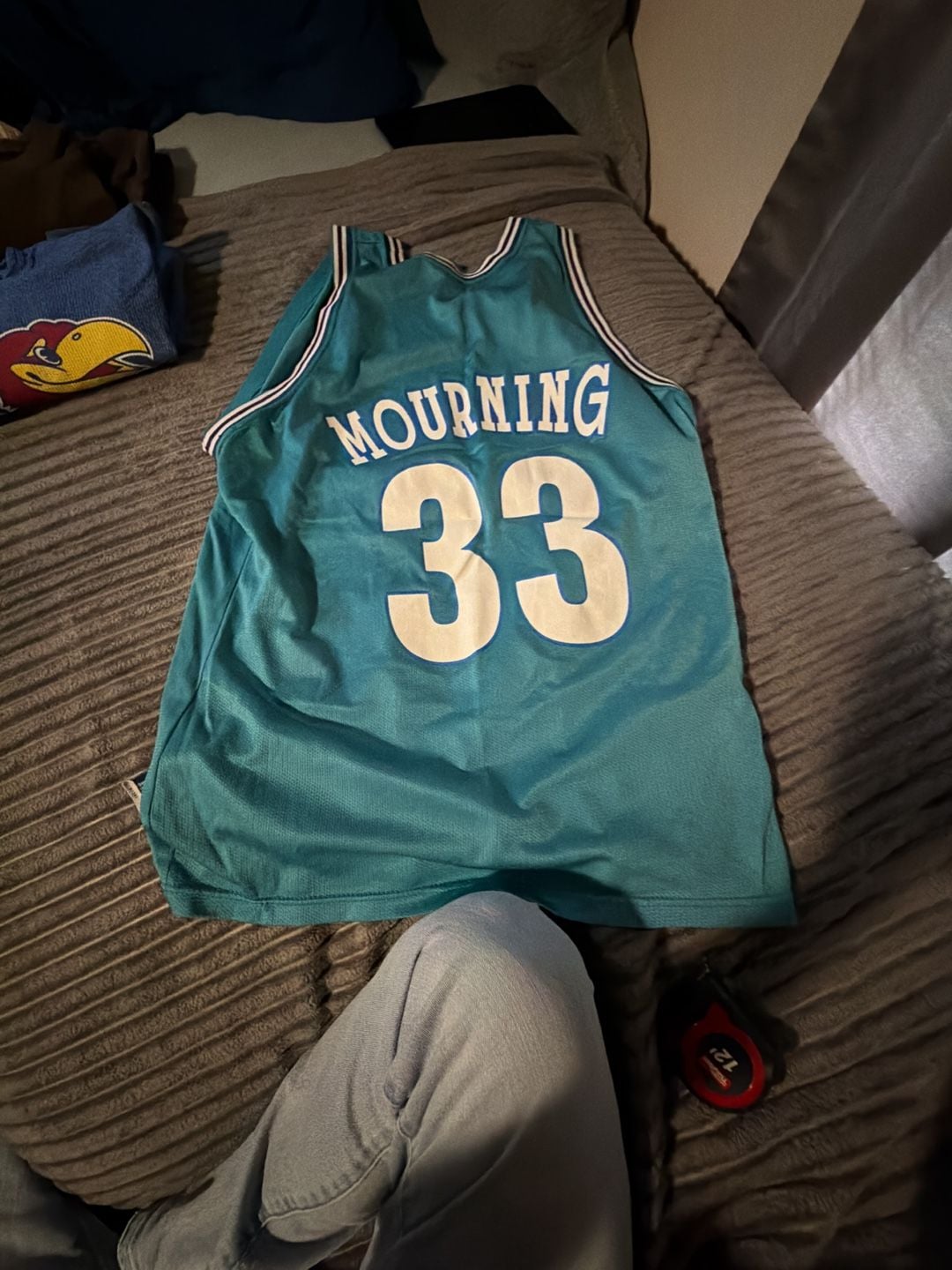 Vintage Champion NBA Charlotte Hornets Alonzo Mourning #33 Basketball Jersey Size 44 2